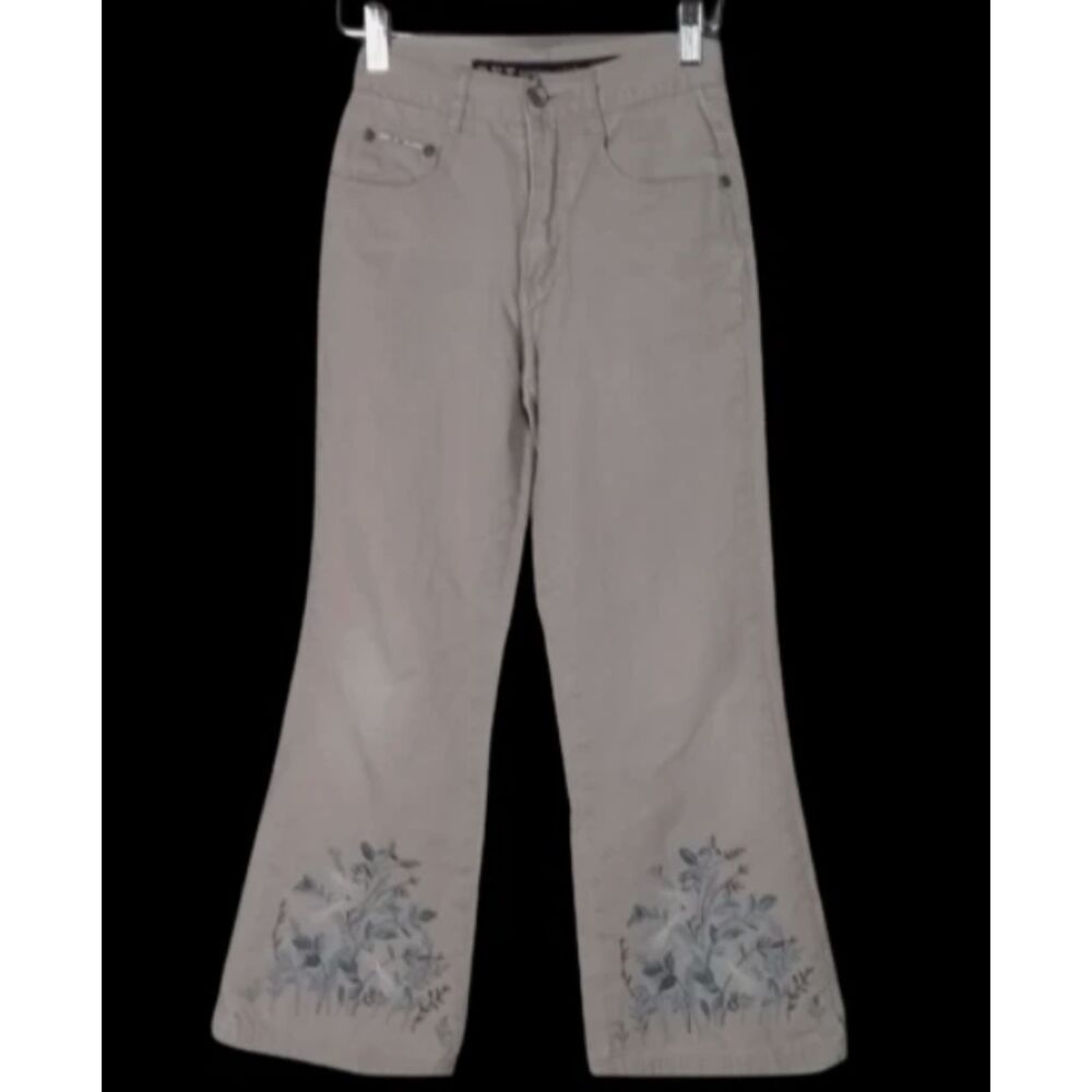 Vtg RVT Beige Khaki Pants Girls Youth Size 8 1/2 Floral Pattern